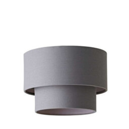 Valuelights Jodie Two Tier Grey Linen Ceiling Drum Lamp Shade (D)30Cm - thumbnail 6