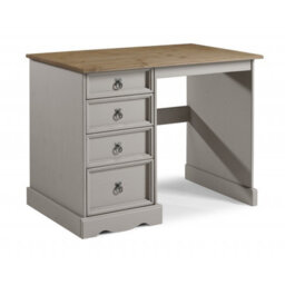 Mercers Furniture Corona Grey Wax Dressing Table 4 Drawer Computer Desk Solid Wood Pine Wooden With Mexican Styling - thumbnail 1