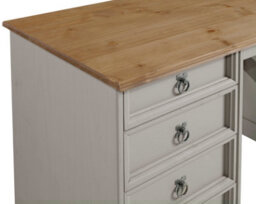Mercers Furniture Corona Grey Wax Dressing Table 4 Drawer Computer Desk Solid Wood Pine Wooden With Mexican Styling - thumbnail 4