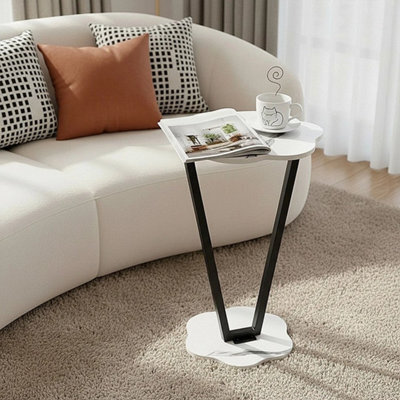 2 Tiers Marble Effect Coffee Side End Table Sofa Bedside Side - image 1