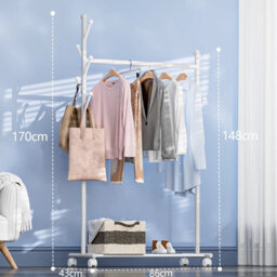 Appaso 50Kg  Clothes Rail Collection Portable Heavy Duty Load Clothes Rack With Storage Shelf Metal Clothing  Stainless Steel - thumbnail 2