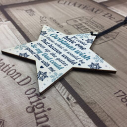 Red Ocean Christmas Memorial Plaques For Dad Father Handmade Hanging Wooden Star Bauble Tree Decoration - thumbnail 4