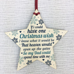 Red Ocean Christmas Memorial Plaques For Dad Father Handmade Hanging Wooden Star Bauble Tree Decoration - thumbnail 5