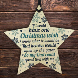 Red Ocean Christmas Memorial Plaques For Dad Father Handmade Hanging Wooden Star Bauble Tree Decoration - thumbnail 1