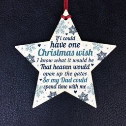 Red Ocean Christmas Memorial Plaques For Dad Father Handmade Hanging Wooden Star Bauble Tree Decoration - thumbnail 2