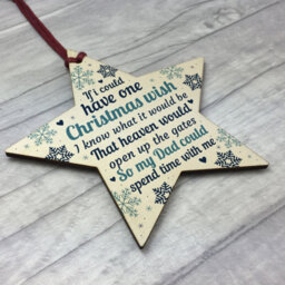 Red Ocean Christmas Memorial Plaques For Dad Father Handmade Hanging Wooden Star Bauble Tree Decoration - thumbnail 3