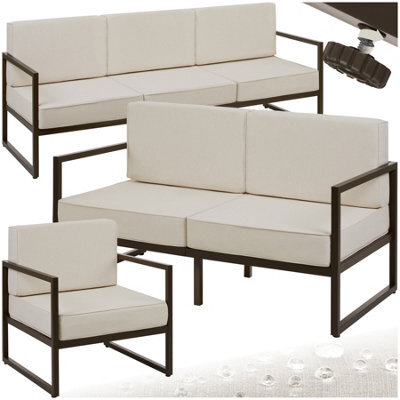 Tectake Garden Furniture Comosa - For 6 People, Xxl Padding, 2 Sofas, 1 Armchair - Brown/beige - 1 - image 1