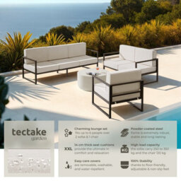 Tectake Garden Furniture Comosa - For 6 People, Xxl Padding, 2 Sofas, 1 Armchair - Brown/beige - 1 - thumbnail 2