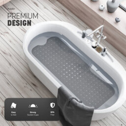 Keplin Premium Non Slip Rubber Bath Mat 200 Suction Cups, Bpa, Latex Free, 40X100Cm, Machine Washable, Grey - thumbnail 3