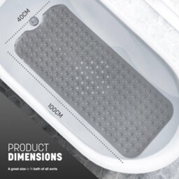 Keplin Premium Non Slip Rubber Bath Mat 200 Suction Cups, Bpa, Latex Free, 40X100Cm, Machine Washable, Grey - thumbnail 2