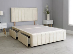 Comfy Deluxe 6Ft Superking Panel Cream Plush Divan Bed Set Headboard & Footboard 0 Drawers - thumbnail 2