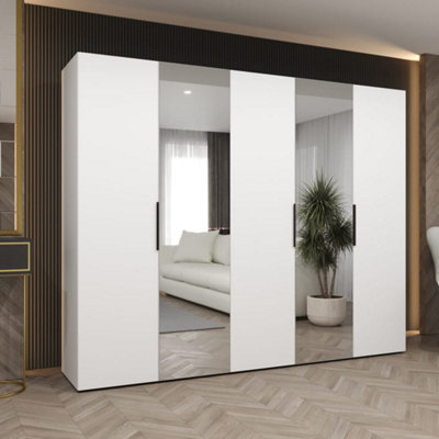 Arte White Marbella Ii Hinged Door Wardrobe 250Cm - Bright, Spacious Wardrobe With Dual Mirrors - image 1