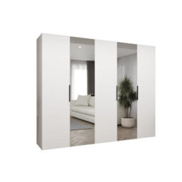 Arte White Marbella Ii Hinged Door Wardrobe 250Cm - Bright, Spacious Wardrobe With Dual Mirrors - thumbnail 2