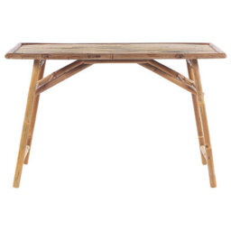 Beliani Folding Garden Dining Table 120 X 70 Cm Light Brown - Compact, Foldable Outdoor Table - thumbnail 1