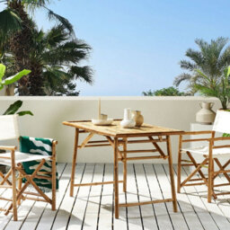 Beliani Folding Garden Dining Table 120 X 70 Cm Light Brown - Compact, Foldable Outdoor Table - thumbnail 2
