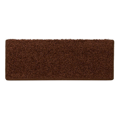 Floordirekt Sphinx Self Adhesive Edged Soft Shaggy Stair Tread Mat For Indoor Stairs Rectangular Brown 23.5 X 65 Cm - image 1