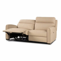 Xample Nicoletti Atlanta Beige Leather Power Reclining 2 Seater Sofa, Italian Top Grain Leather, Pocket Sprung Cushions, High Back - thumbnail 3