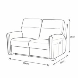 Xample Nicoletti Atlanta Beige Leather Power Reclining 2 Seater Sofa, Italian Top Grain Leather, Pocket Sprung Cushions, High Back - thumbnail 2