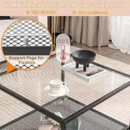 Gainoom Modern Glass Top Coffee Table Transparent Square Center Table Accent Side Table - thumbnail 9
