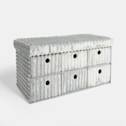Ohs Ribbed Fleece 6 Draw Storage Chest Shoe Organiser Cabinet - Grey