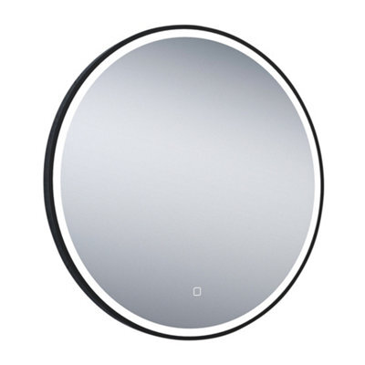 Plum&clay Ovard Black Circular Wallmounted Led Illuminated Bathroom Mirror (H)700mm (W)700mm - image 1