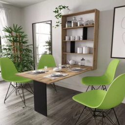 Wall Mounted Foldable Kitchen Table Abi Cabinet In Modern Wotan Oak Black Space Saving Design