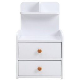 Living And Home Wooden 2-Drawers Bedside Table Nightstand With A Shelf - thumbnail 2