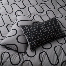Aspire Homeware Printed Microfiber Duvet Cover Set, Black & Grey Wave Reversible, Super King, (L)220Cm X (W)260Cm - thumbnail 4