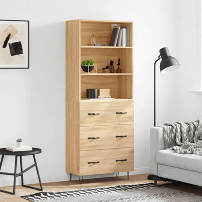 Berkfield Highboard Sonoma Oak 69.5X34X180 Cm Engineered Wood - image 1