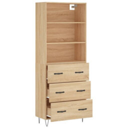 Berkfield Highboard Sonoma Oak 69.5X34X180 Cm Engineered Wood - thumbnail 4