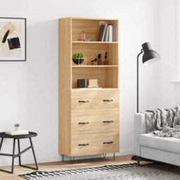 Berkfield Highboard Sonoma Oak 69.5X34X180 Cm Engineered Wood - thumbnail 1