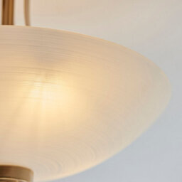 Luminosa Lighting Luminosa Welles Bowl Semi Flush Ceiling Light Brushed Aged Brass Plate, White Glass, 3X E27 - thumbnail 3