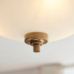 Luminosa Lighting Luminosa Welles Bowl Semi Flush Ceiling Light Brushed Aged Brass Plate, White Glass, 3X E27 - thumbnail 5