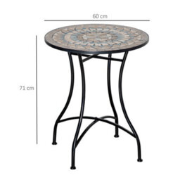 Outsunny 60Cm Mosaic Round Bistro Table Outdoor Garden Side Table, Green - thumbnail 3