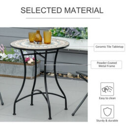 Outsunny 60Cm Mosaic Round Bistro Table Outdoor Garden Side Table, Green - thumbnail 6