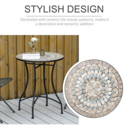 Outsunny 60Cm Mosaic Round Bistro Table Outdoor Garden Side Table, Green - thumbnail 4