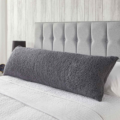 OHS Long Bolster Pillow Teddy Fleece Body Neck Pregnancy Support Cushion - image 1
