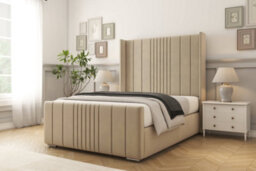 "Sloomy Hargrave Almond Coniston Bed Frame With Mattress With 50""  Upholstered Wingback Headboard 2'6 Small Single" - thumbnail 2