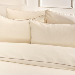 Ohs Piped Edge Bedding Set Soft Duvet Cover With Pillowcase - Natural/ivory - thumbnail 2