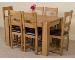 That's Furniture Kuba 125 X 80 Cm Chunky Oak Small Dining Table And 6 Chairs Dining Set With Lincoln Chairs - thumbnail 1