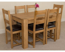 That's Furniture Kuba 125 X 80 Cm Chunky Oak Small Dining Table And 6 Chairs Dining Set With Lincoln Chairs - thumbnail 3