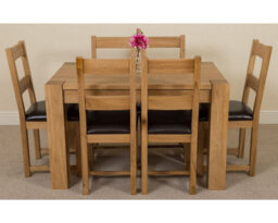 That's Furniture Kuba 125 X 80 Cm Chunky Oak Small Dining Table And 6 Chairs Dining Set With Lincoln Chairs - thumbnail 2