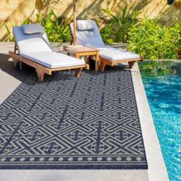 Homeart Outdoor Rugs Easy Cleaning Area Rugs For Balcony,garden,picnic,uv Weather Resistant D.blue Cream, 180 X 270 Cm - thumbnail 2