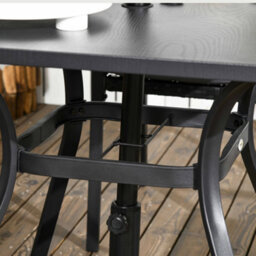 Outsunny Rattan Garden Dining Set For 4 With Cushions Umbrella Hole, Black - thumbnail 9