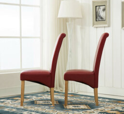 MCC Direct Set Of 2 Deluxe High Back Faux Leather Dining Chairs Red - thumbnail 3