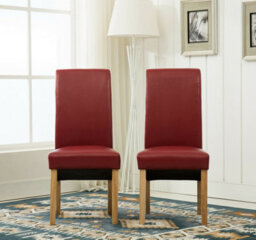 MCC Direct Set Of 2 Deluxe High Back Faux Leather Dining Chairs Red - thumbnail 2
