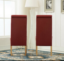 MCC Direct Set Of 2 Deluxe High Back Faux Leather Dining Chairs Red - thumbnail 4