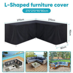 270 X 270 X 90 X 80Cm L-Shaped Furniture Cover Heavy Duty Waterproof Outdoor Garden Rattan Sofa Table - thumbnail 2
