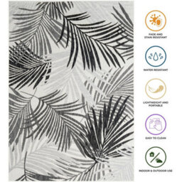 Homeart Outdoor Indoor Rug, Easy Clean, Uv Weather Resistant Rug For Patio, Gardenpalm Black, Grey,140X200Cm - thumbnail 7