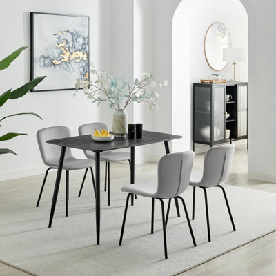 Furniturebox Furniturbeox Uk Asti Grey Marble Ceramic Top Dining Table & 4 Grey Asti Chairs - image 1